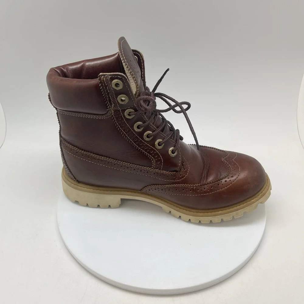 Timberland Boots Mens 8.5 Villa Wingtip Premium Brogue Brown Insulate Work A16WL
